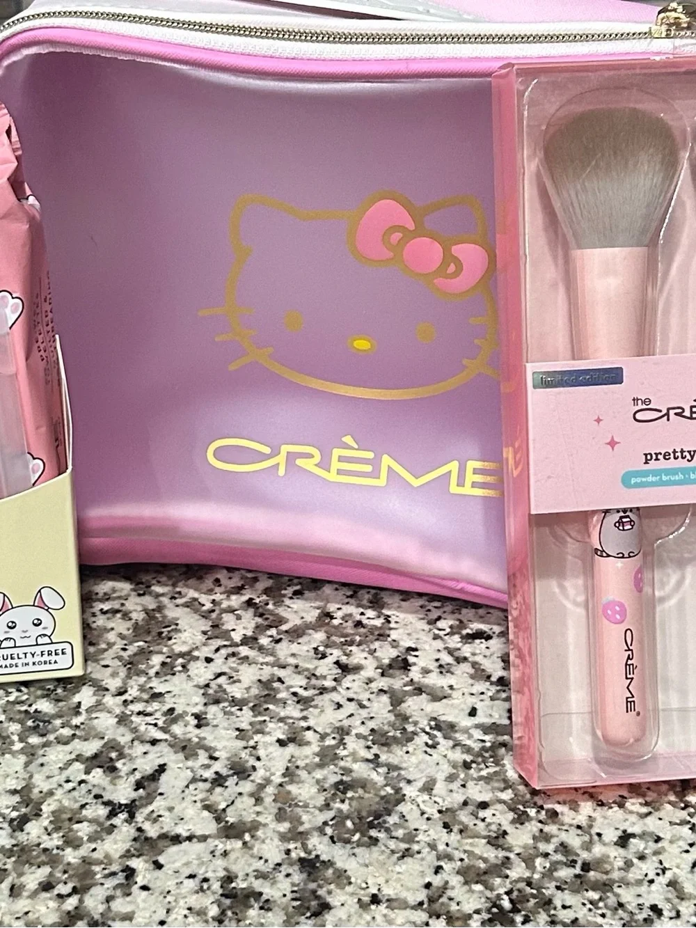 Crème x Hello Kitty Pink Makeup Brush Set with Bag & Wipes